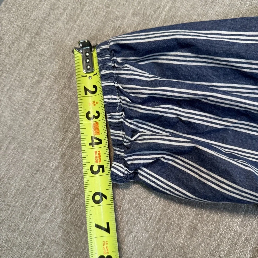 Old Navy Blue & White Striped Off the Shoulder Peplum Blouse Top S Boho Cottage